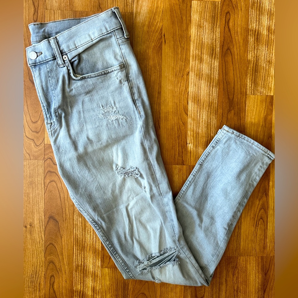Men's Grey Ripped Skinny Jeans